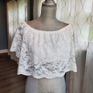 Ambiance white lace boho crop top.